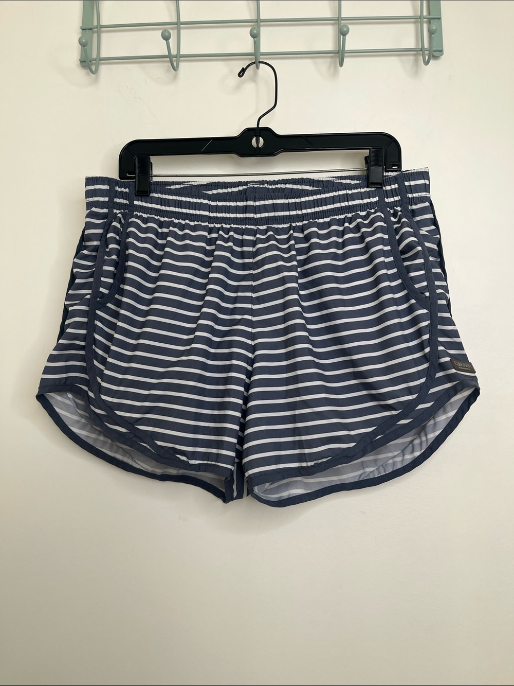 Calvin Klein Performance Striped Navy White Women Athletic Running Shorts  XL